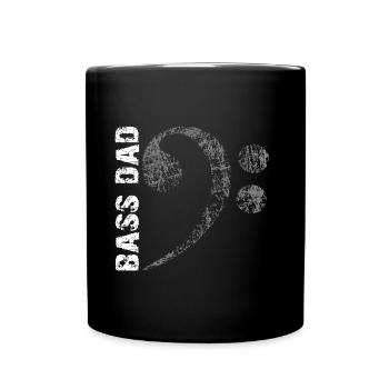 Bass Dad - Dad Plays Bass - Bass Clef - Full Colour Mug - black - Front