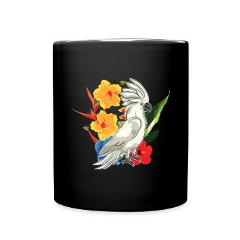 Floral oiseau amant perroquet cadeau cacatoès - Mug uni - noir - Devant