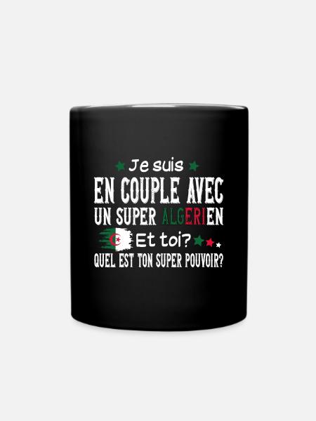 Algérie Couple Femme Algérien Cadeau Super Pouvoir - Mug uni - noir