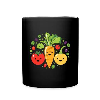Humour petit légumes vegan - Mug uni - noir - Devant