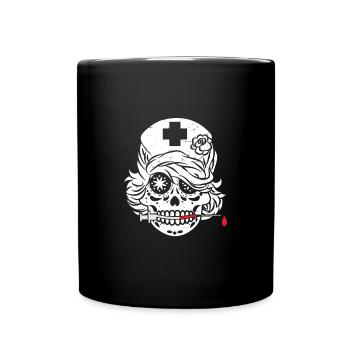 Funny Skull Nurse Design - Full Colour Mug - black - Front