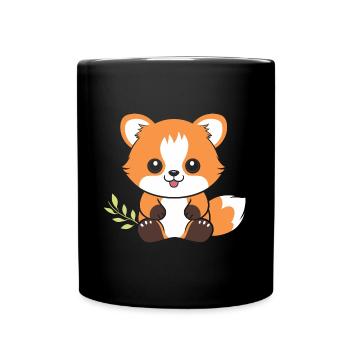 Renard amour Petit panda roux - Mug uni - noir - Devant