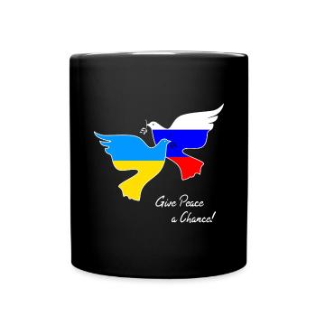 Peace - Ukraine Russia Peace Doves of Peace - Full Colour Mug - black - Front
