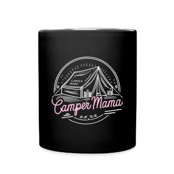 Camper Mama Lustig Zelten Wandern Wohnwagen Natur - Tasse einfarbig - Schwarz - Vorne