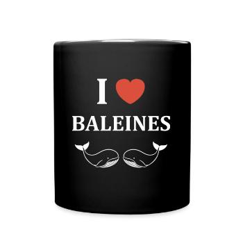 Baleines bleu Amour baleine - Mug uni - noir - Devant
