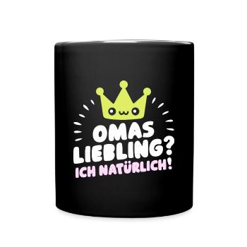 Omas Liebling Enkel Shirt Tasse Poster Idee - Tasse einfarbig - Schwarz - Vorne