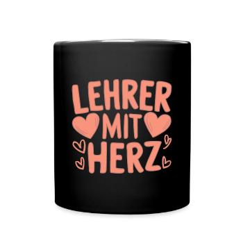 LehrerHerz Dankeschön Inspiration Motivation - Tasse einfarbig - Schwarz - Vorne
