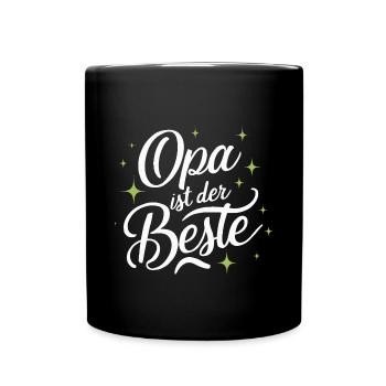 Opa ist der Beste Geburtstag Vatertag Du wirst Opa - Tasse einfarbig - Schwarz - Vorne