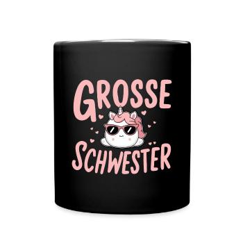 Große Schwester Einhorn Schwangerschaft - Tasse einfarbig - Schwarz - Vorne