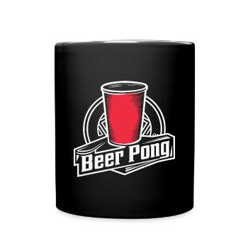 Beer Pong Fan Must-Have Party Spiel Spaß - Tasse einfarbig - Schwarz - Vorne