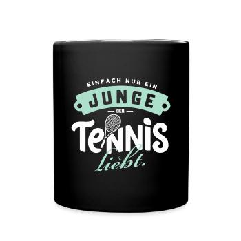 Junge, der Tennis Retro liebt - Tasse einfarbig - Schwarz - Vorne