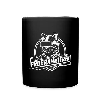 Coder-Katze Lustig Programmieren Geek Geschenk - Tasse einfarbig - Schwarz - Vorne
