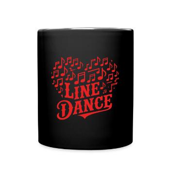 Line Dance Musik und Herz aus Musiknoten - Tasse einfarbig - Schwarz - Vorne