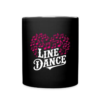 Line Dance Musik und Herz aus Musiknoten - Tasse einfarbig - Schwarz - Vorne