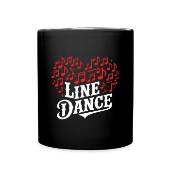 Line Dance Musik und Herz aus Musiknoten - Tasse einfarbig - Schwarz - Vorne