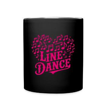 Line Dance Musik und Herz aus Musiknoten - Tasse einfarbig - Schwarz - Vorne