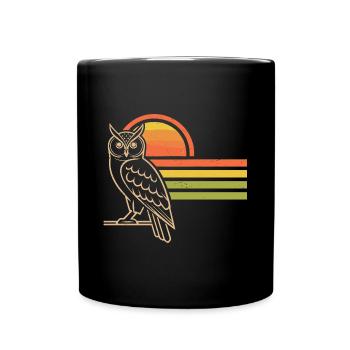 Vintage Eule - Tasse einfarbig - Schwarz - Vorne