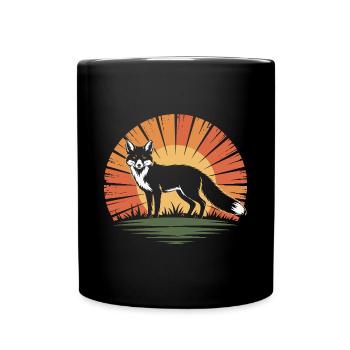 Vintage Fuchs - Tasse einfarbig - Schwarz - Vorne