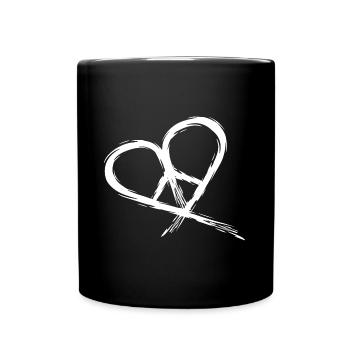 Peace Symbol Hippie Heart Peace Freedom Love - Full Colour Mug - black - Front