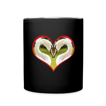 Swans in the heart - Full Colour Mug - black - Front