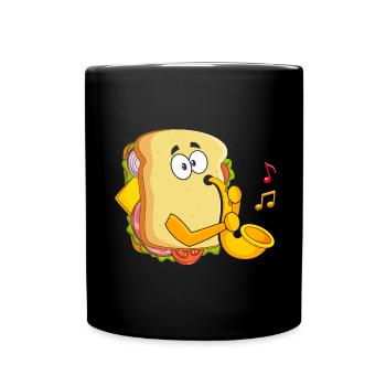 Saxophonist Saxophone Cheese Music Musicians - Full Colour Mug - black - Front