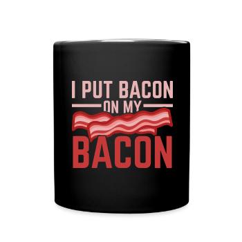 Ich lege Speck auf meinen Speck Fleischliebhaber S - Tasse einfarbig - Schwarz - Vorne