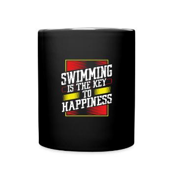 Cadeau nageur La natation est la clé du bonheur Plaisir - Mug uni - noir - Devant