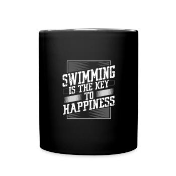 Cadeau nageur La natation est la clé du bonheur Plaisir - Mug uni - noir - Devant