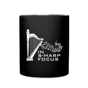 Harfe Design für Harfenist und Harfenspieler - Tasse einfarbig - Schwarz - Vorne