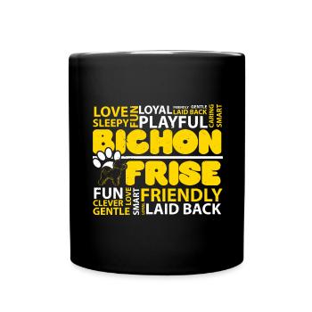 Ich liebe Bichon Frise Hundeliebhaber Welpe Pfote - Tasse einfarbig - Schwarz - Vorne