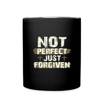 Not Perfect Just Foregiven Christian Gift Idea - Full Colour Mug - black - Front