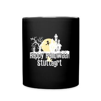Happy Halloween in Stuttgart Stadtnamen Design - Tasse einfarbig - Schwarz - Vorne