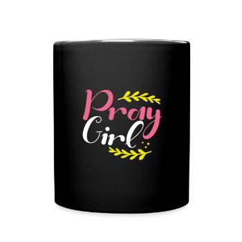 Christianity Pray Girl Inspirational Christian - Full Colour Mug - black - Front
