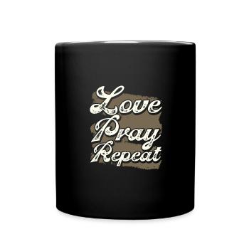 Christianity Gifts Love Pray Repeat Christian Gift - Full Colour Mug - black - Front