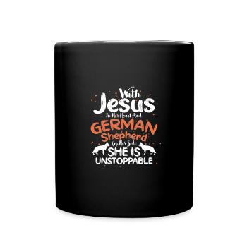 Don chrétien Jésus dans le cœur Berger allemand par - Mug uni - noir - Devant