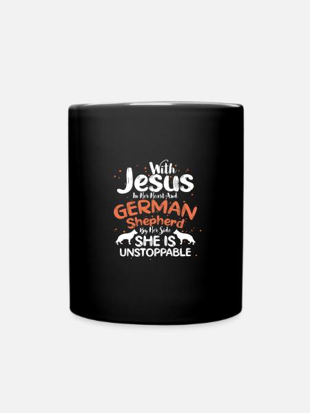 Christliches Geschenk Jesus im Herzen Deutscher Schäferhund von - Tasse einfarbig - Schwarz