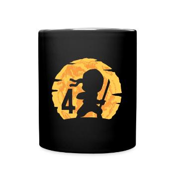 4. Geburtstag Junge 4 Jahre alt Ninja - Tasse einfarbig - Schwarz - Vorne