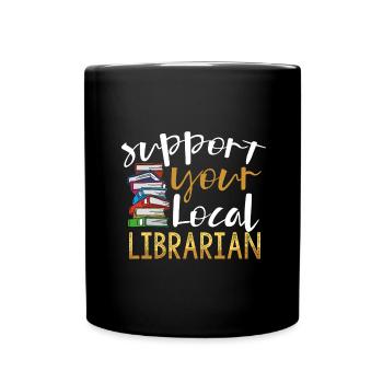 Lire un livre Soutenir le cadeau d’un bibliothécaire local - Mug uni - noir - Devant