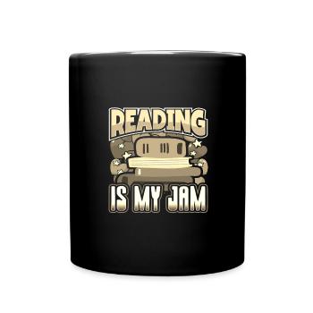 Reading is My Jam Fun Book Lover Gifts - Full Colour Mug - black - Front