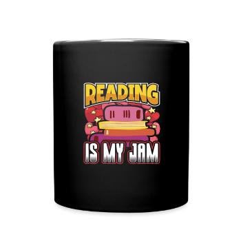 Reading is My Jam Fun Book Lover Gift - Full Colour Mug - black - Front