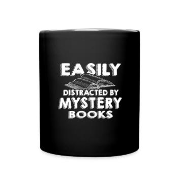 Mystery Book Lover Geschenk leicht abgelenkt von - Tasse einfarbig - Schwarz - Vorne
