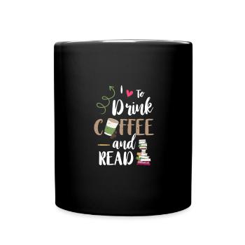 J’adore boire du café et lire des livres café - Mug uni - noir - Devant