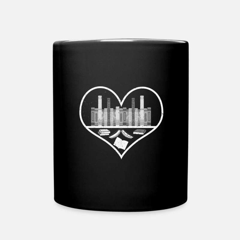 Book Lover Geschenkidee Bücher in einem Herzgeschenk - Tasse einfarbig - Schwarz
