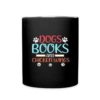 Livre Amoureux Cadeaux Chiens Livres et Ailes de Poulet Cadeau - Mug uni - noir - Devant