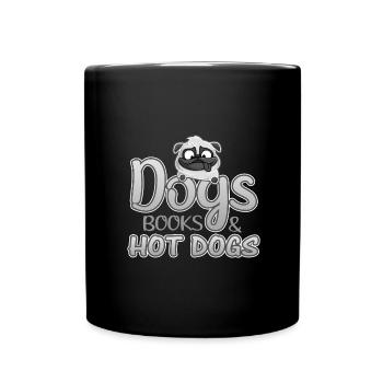 Dog Lover Cadeaux Chiens Livres et Hot-Dogs - Mug uni - noir - Devant