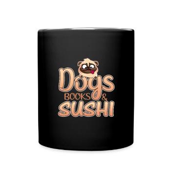 Dog Lover Cadeaux Chiens Livres et Sushis - Mug uni - noir - Devant