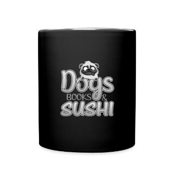 Dog Lover Cadeaux Chiens Livres et Sushi - Mug uni - noir - Devant