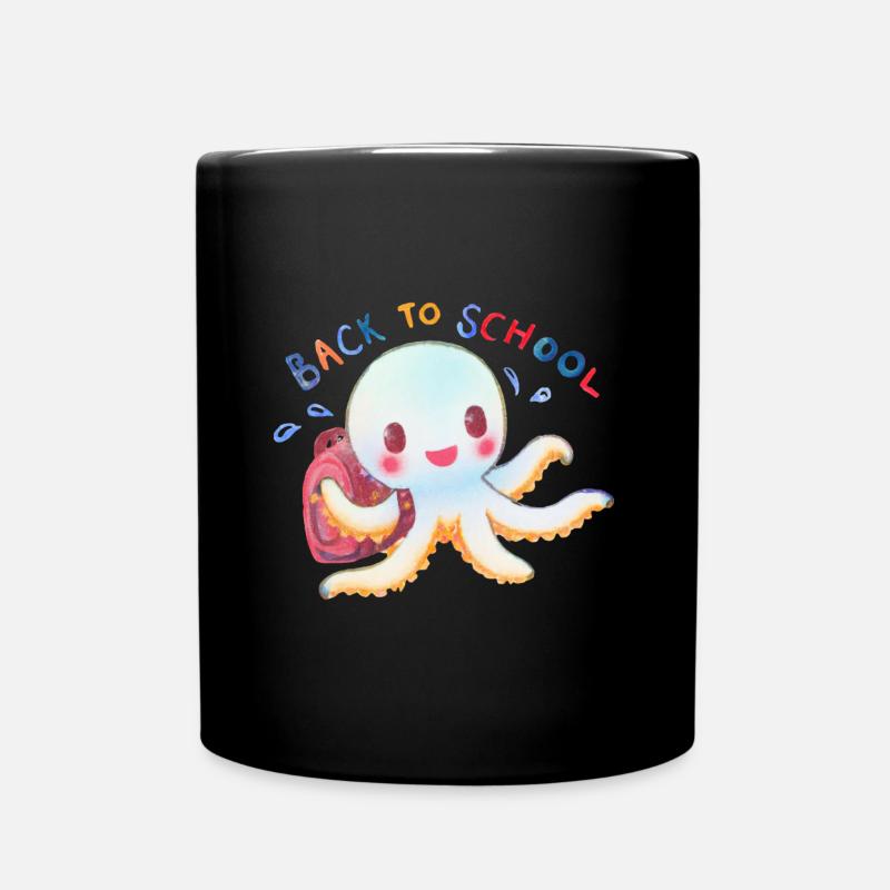 Poulpe Kawaii Mignon Enfants École Back to School - Mug uni - noir