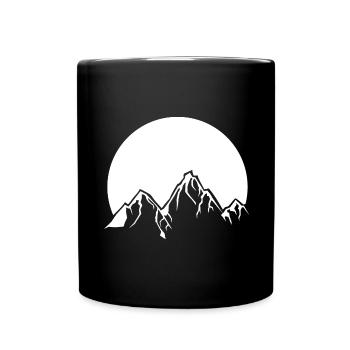 Sonne - Berg - (2) - Tasse einfarbig - Schwarz - Vorne