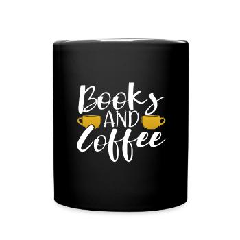 Coffee Lover Gift Books and Coffee - Full Colour Mug - black - Front
